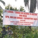 PTPN 7 Tidak Tanggapi Surat LSM Pelita, Lahan 75 Ha Dikuasai Dan Pasang Plang