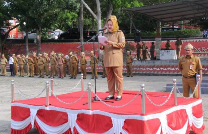 Asisten Pemerintahan dan Kesra Pimpin Apel Mingguan Pemkab Lampung Selatan