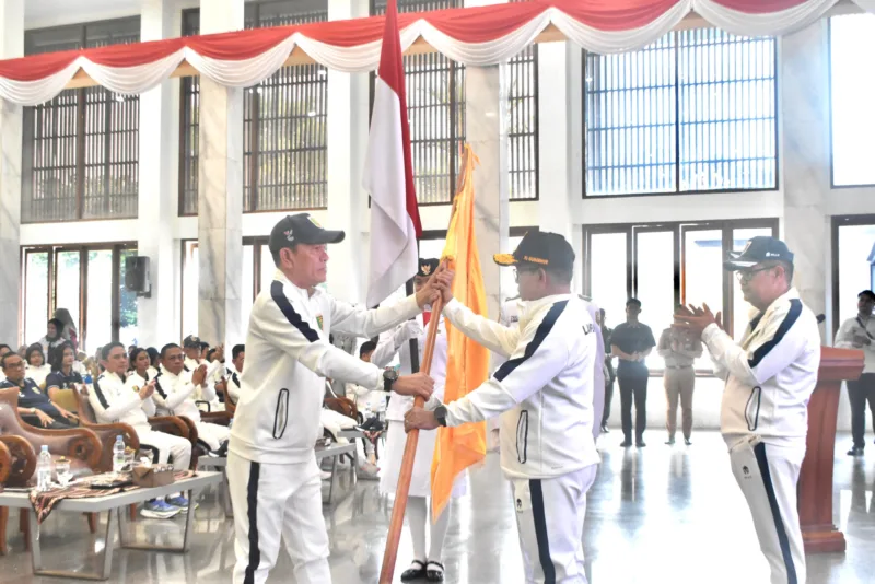 Danrem 043/Gatam Laporkan Perolehan Medali Pada PON XXI/2024 Aceh-Sumut Kepada Pj. Gubernur Lampung