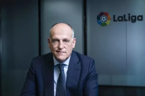 Presiden La Liga, Javier Tebas. Foto: AFP