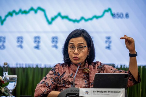 Menteri Keuangan Sri Mulyani menyampaikan keterangan saat konferensi pers APBN KiTa edisi April 2024 di Jakarta, Jumat (26/4/2024). Foto: Ist