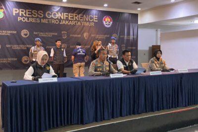 Pers rilis kasus pencabulan di pondok pesantren di Polres Metro Jakarta Timur. Foto: st
