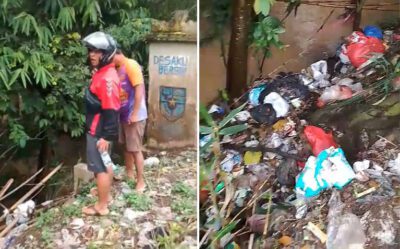 Tumpukan Sampah di Perbatasan Desa Fajar Baru dan Karang Sari Jati, Agung Lampung Selatan Jadi Ancaman Banjir