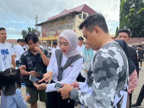 Wakil Gubernur Lampung, Jihan Nurlela mensosialisasikan aplikasi Lampung-In kepada masyarakat.