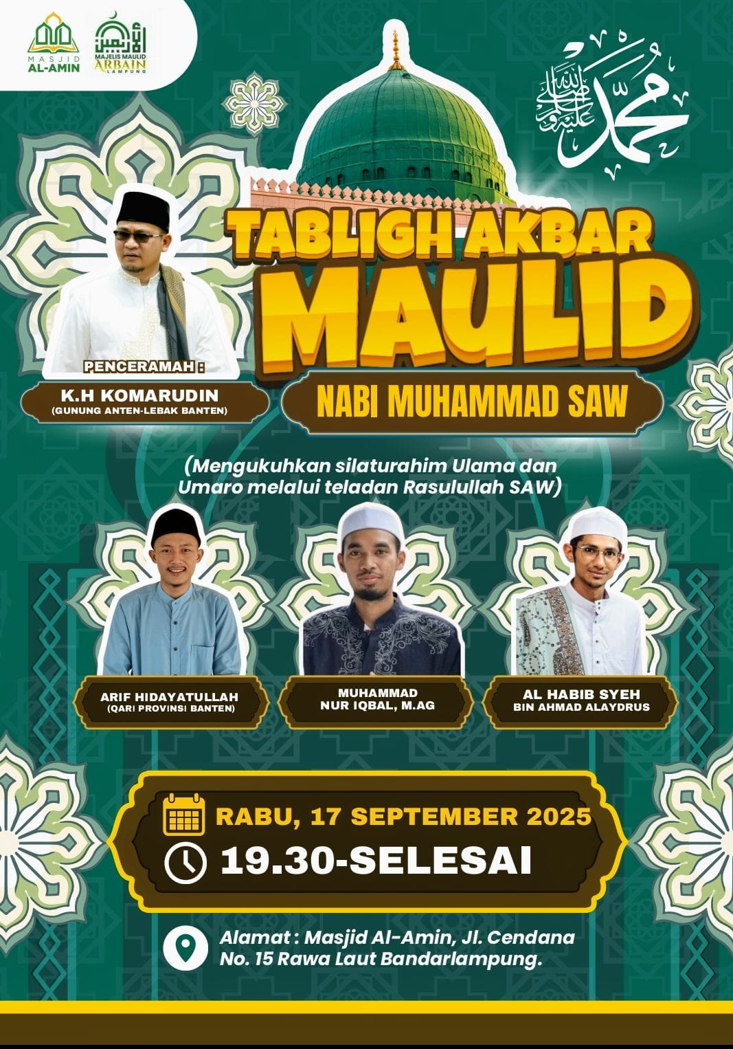 Masjid Al-Amin Rawa Laut Gelar Tabligh Akbar Maulid Nabi Muhammad SAW