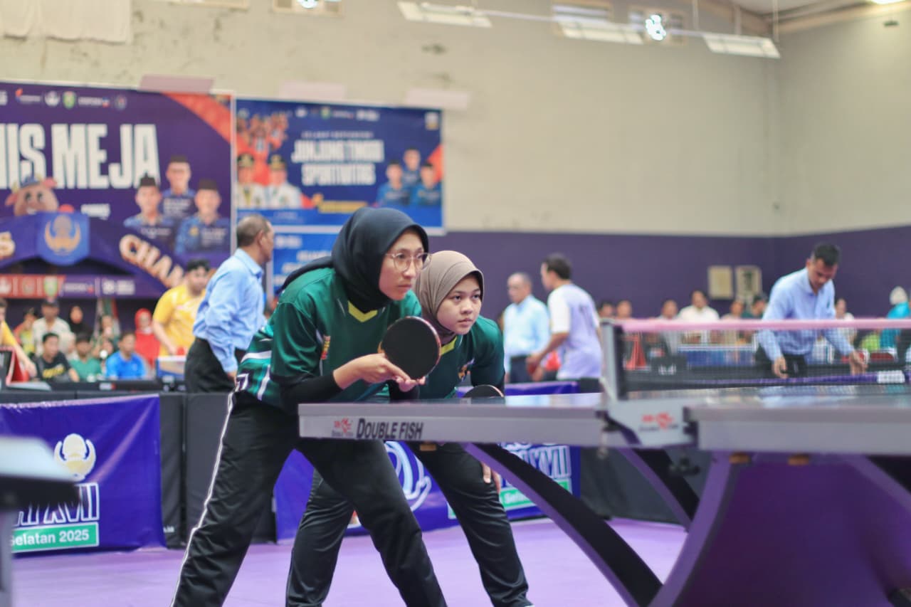 Ganda Putri Lampung Cabor Tenis Meja Tembus Final dan Raih Medali Perak di Pornas Korpri 2025
