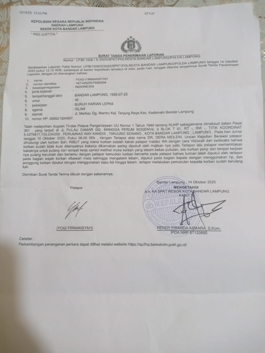 Diduga Aniaya ART, Oknum Dokter PNS di Bandar Lampung Dilaporkan ke Polisi
