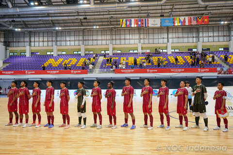 Timnas Futsal Indonesia di SEA Games Thailand 2025 di Nonthaburi Province Stadium, Senin (15/12). Foto: NOC Indonesia