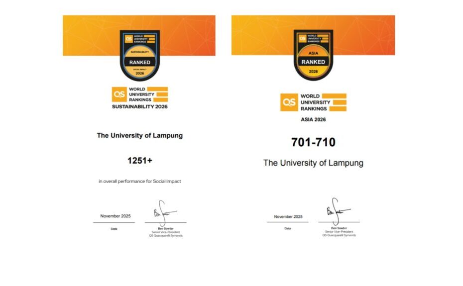 Unila Masuk QS World University Rankings 2026, Peringkat Asia 701–710 dan Top 122 Asia Tenggara