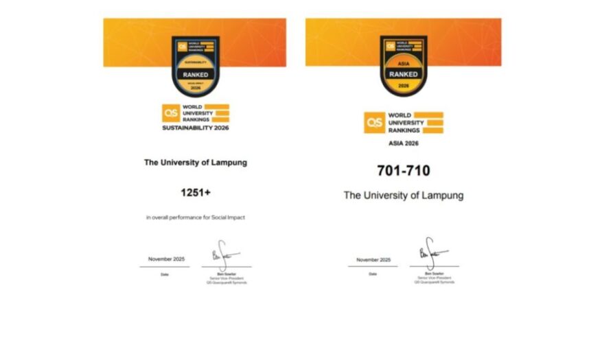 Unila Masuk QS World University Rankings 2026, Peringkat Asia 701–710 dan Top 122 Asia Tenggara