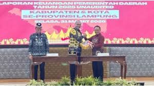 Wakil Bupati Lampung Barat Serahkan LKPD kepada BPK Perwakilan Provinsi Lampung