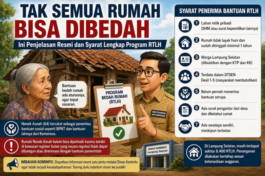 Program RTLH Lampung Selatan: Tak Semua Rumah Bisa Dibedah, Ini Syarat Lengkap dan Penjelasan Resmi Pemkab