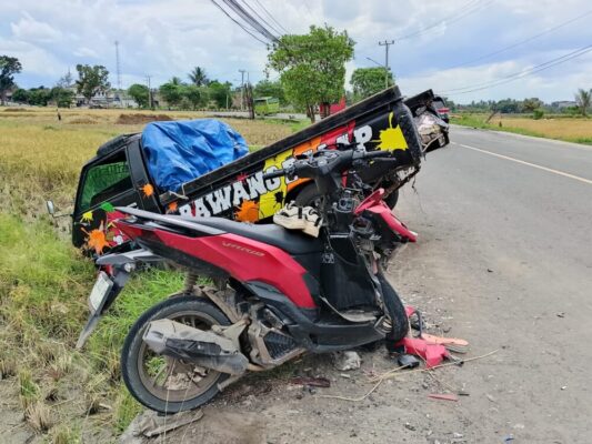 Kecelakaan Pick Up vs Motor di Pringsewu, Dua Tewas dan Satu Kritis