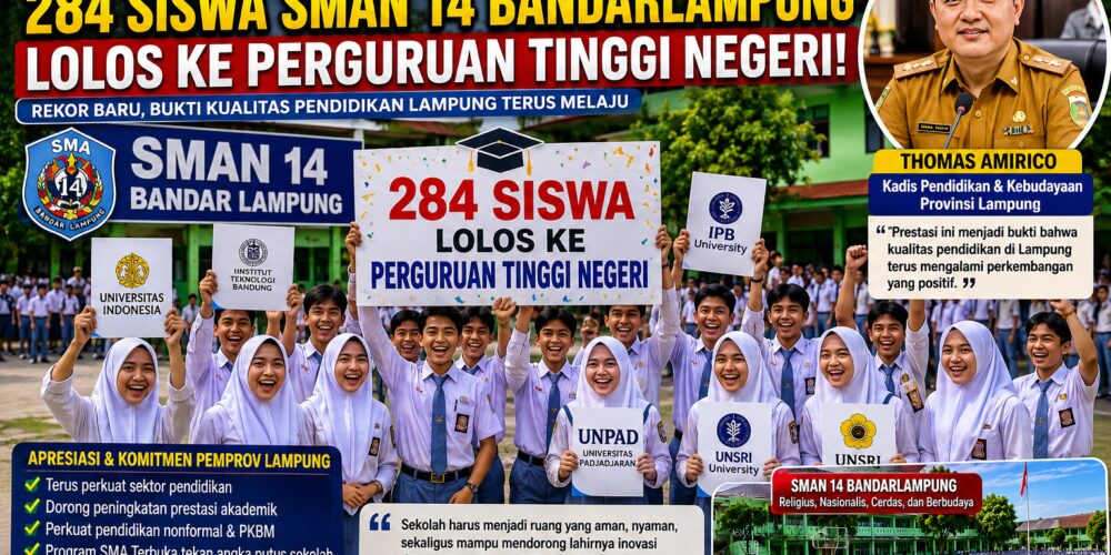 284 Siswa SMAN 14 Bandarlampung Lolos PTN 2026, Bukti Pendidikan Lampung Makin Berkualitas