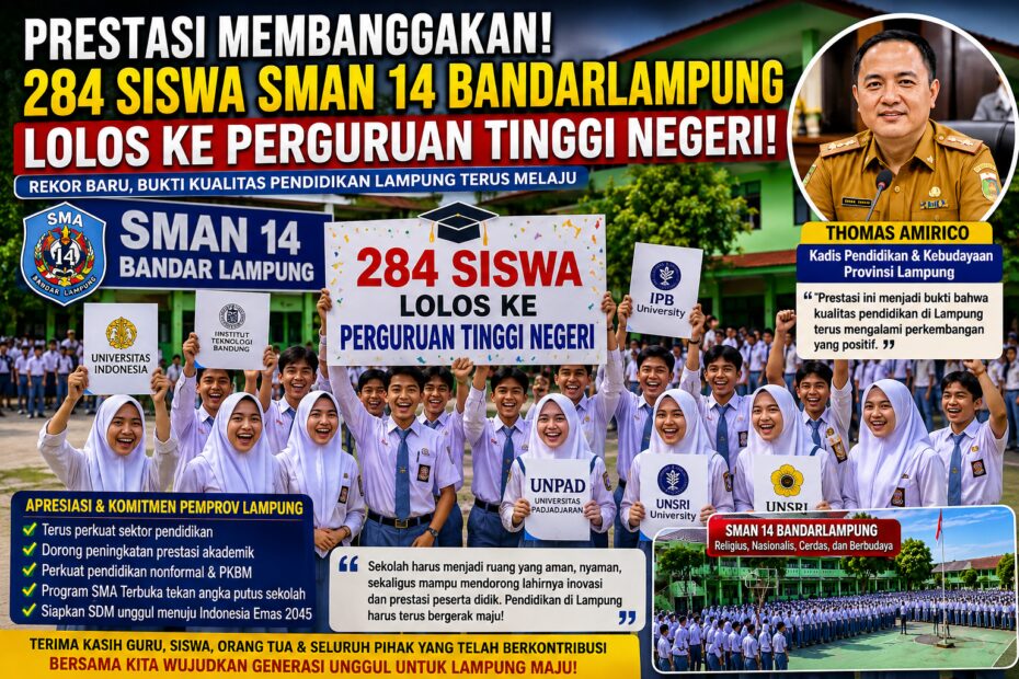 284 Siswa SMAN 14 Bandarlampung Lolos PTN 2026, Bukti Pendidikan Lampung Makin Berkualitas
