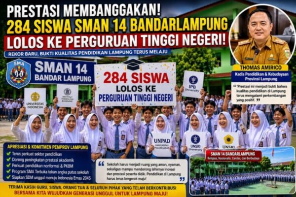 284 Siswa SMAN 14 Bandarlampung Lolos PTN 2026, Bukti Pendidikan Lampung Makin Berkualitas