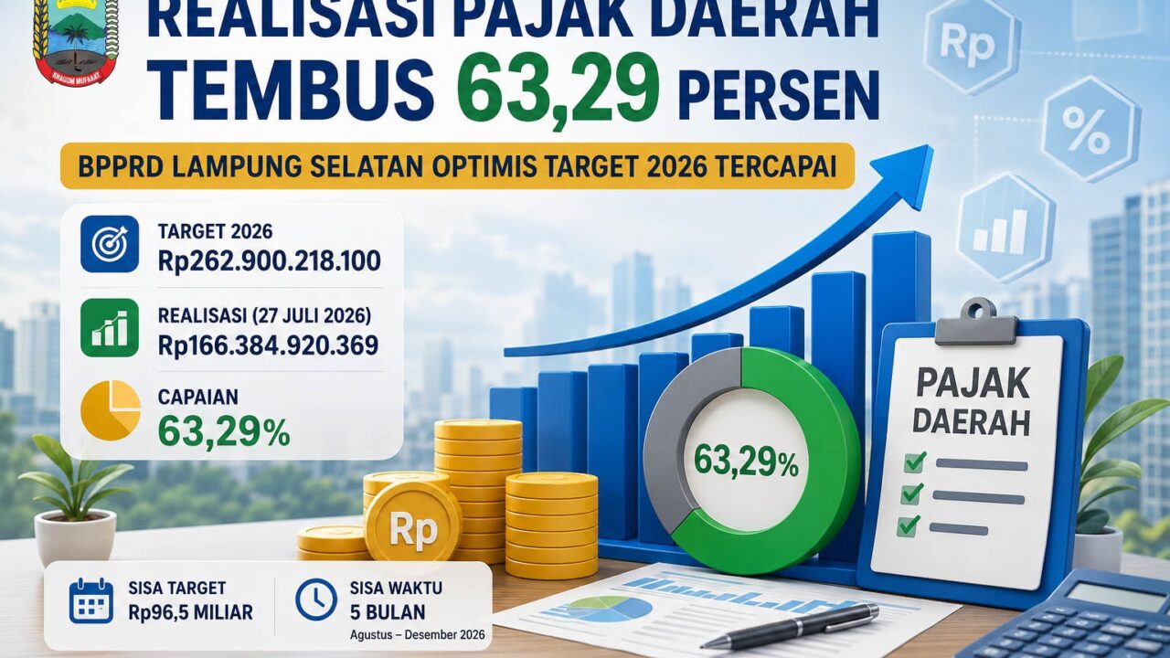 Realisasi Pajak Daerah Lampung Selatan Capai 63,29 Persen, BPPRD Optimistis Target Rp262,9 Miliar Tercapai