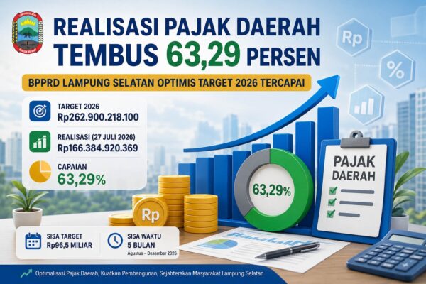 Realisasi Pajak Daerah Lampung Selatan Capai 63,29 Persen, BPPRD Optimistis Target Rp262,9 Miliar Tercapai