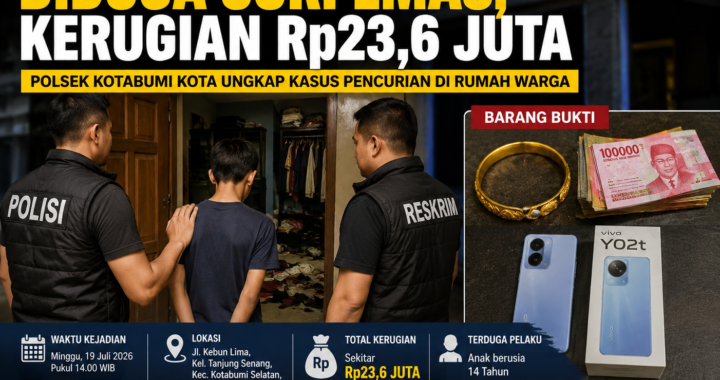 Bocah 14 Tahun Diduga Curi Emas dan Uang, Kerugian Capai Rp23,6 Juta