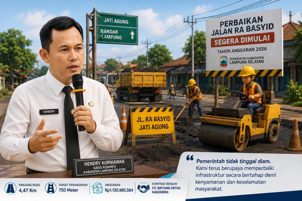 Jalan RA Basyid Jati Agung Segera Diperbaiki, Pemkab Lampung Selatan Alokasikan Rp1,13 Miliar