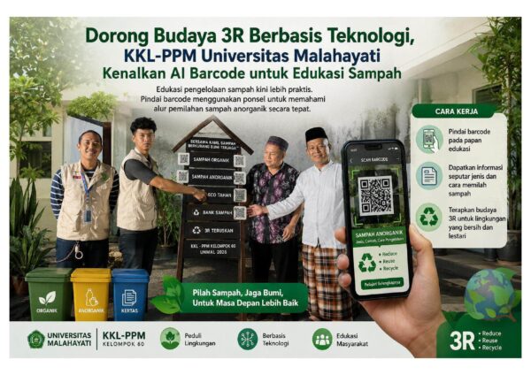 Dorong Budaya 3R Berbasis Teknologi, KKL-PPM Universitas Malahayati Kenalkan AI Barcode untuk Edukasi Sampah